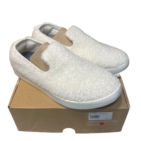 Allbirds Mens Wool Lounger Fluff Natural White Fleece Slippers Size 9 Casual NIB